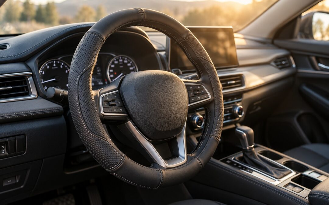 vue intérieur voiture avec le volant